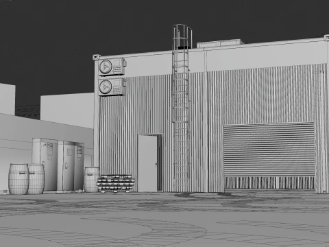 AUTOMOTIVE ENVIRONMENT - MIAMI BACKLOT - BLENDER OPTMIZED SCENE 3D Model