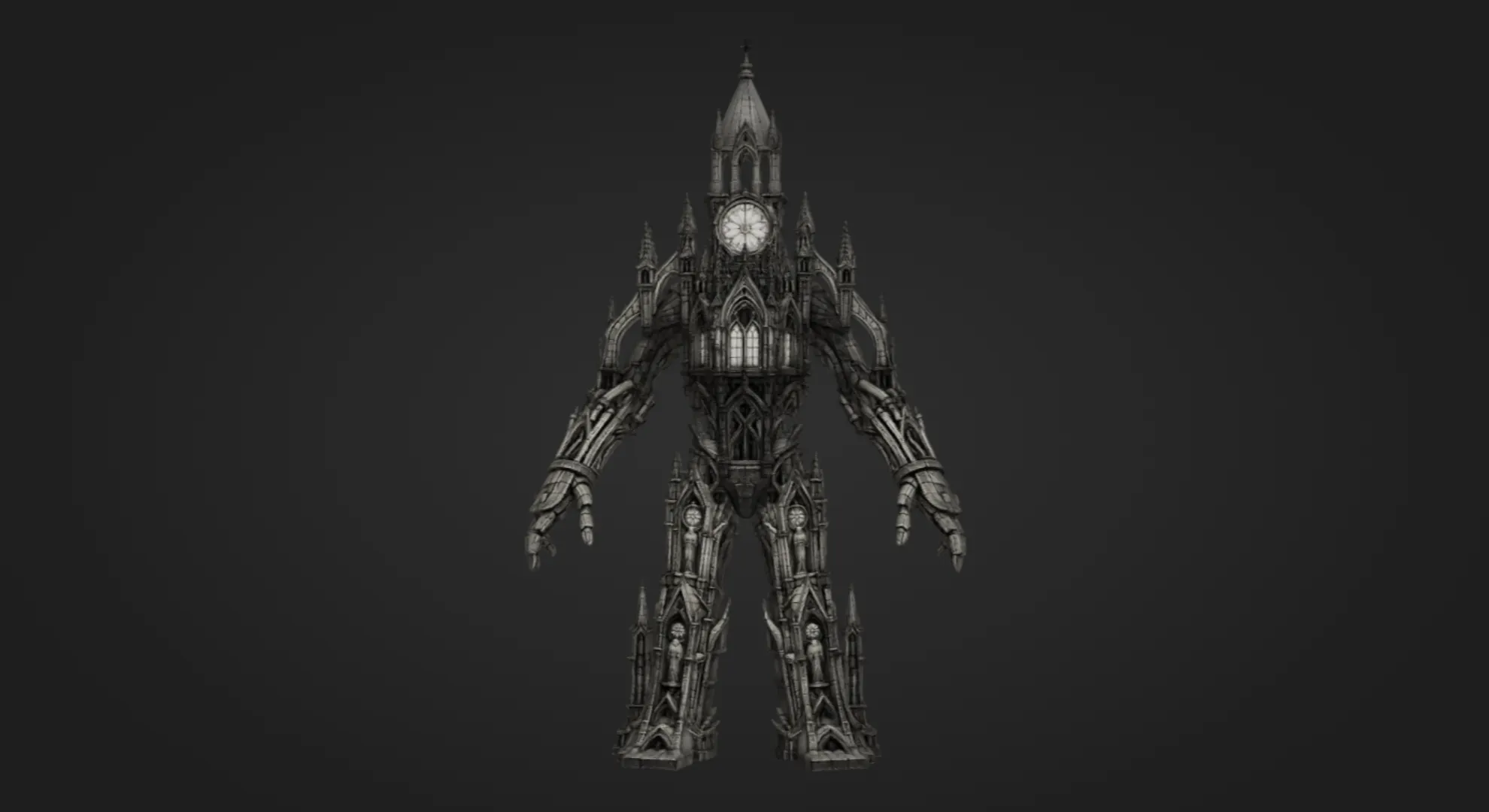 Cathedral Clock Tower Titan 3D Print Model .c4d .max .obj .3ds .fbx .stl .blend 