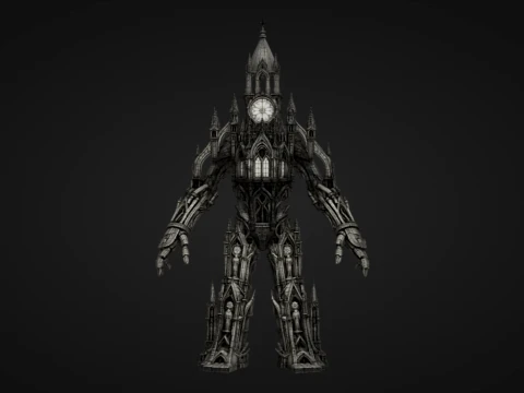 Tour de l'horloge de la cath&eacute;drale Titan Modèles 3D en vedette