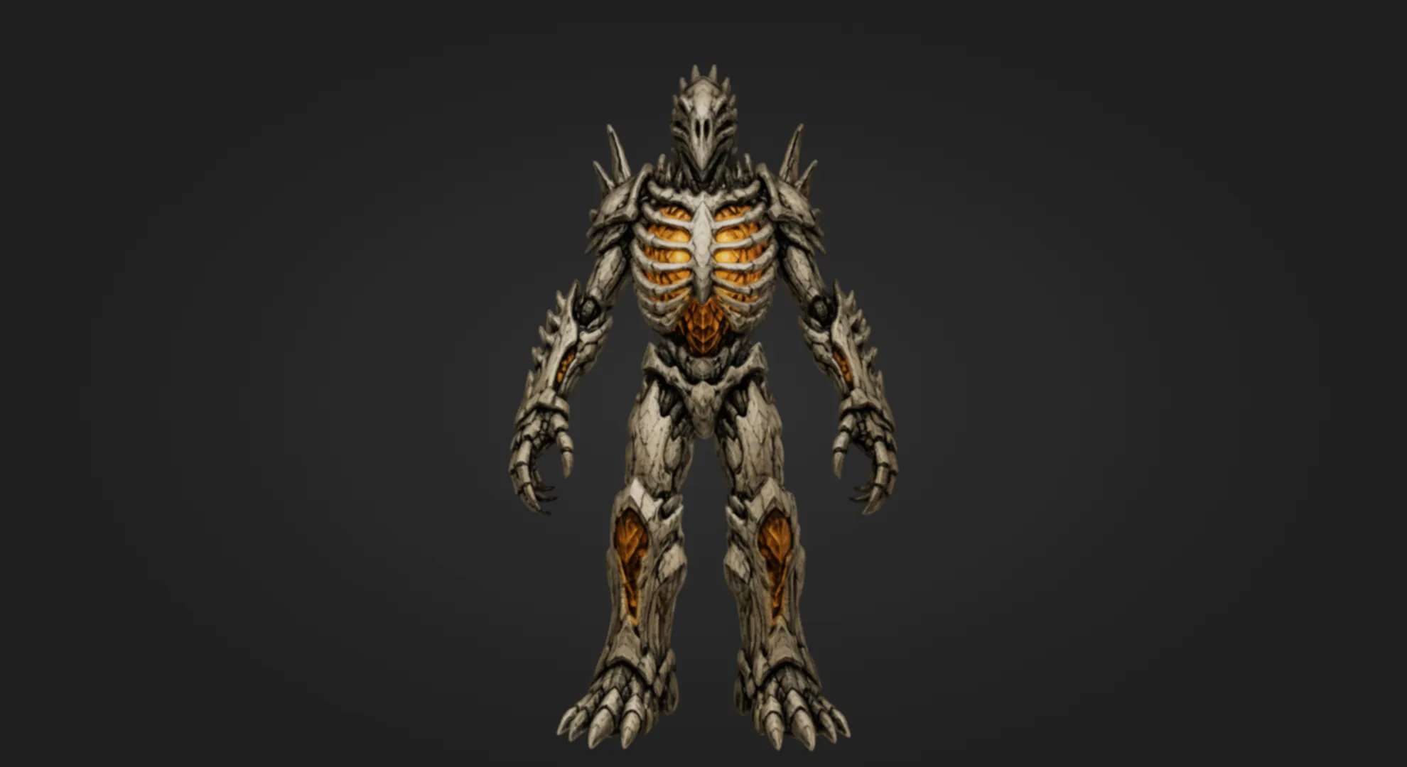 Skeletal Amber Golem 3D Print Model .c4d .max .obj .3ds .fbx .stl .blend 