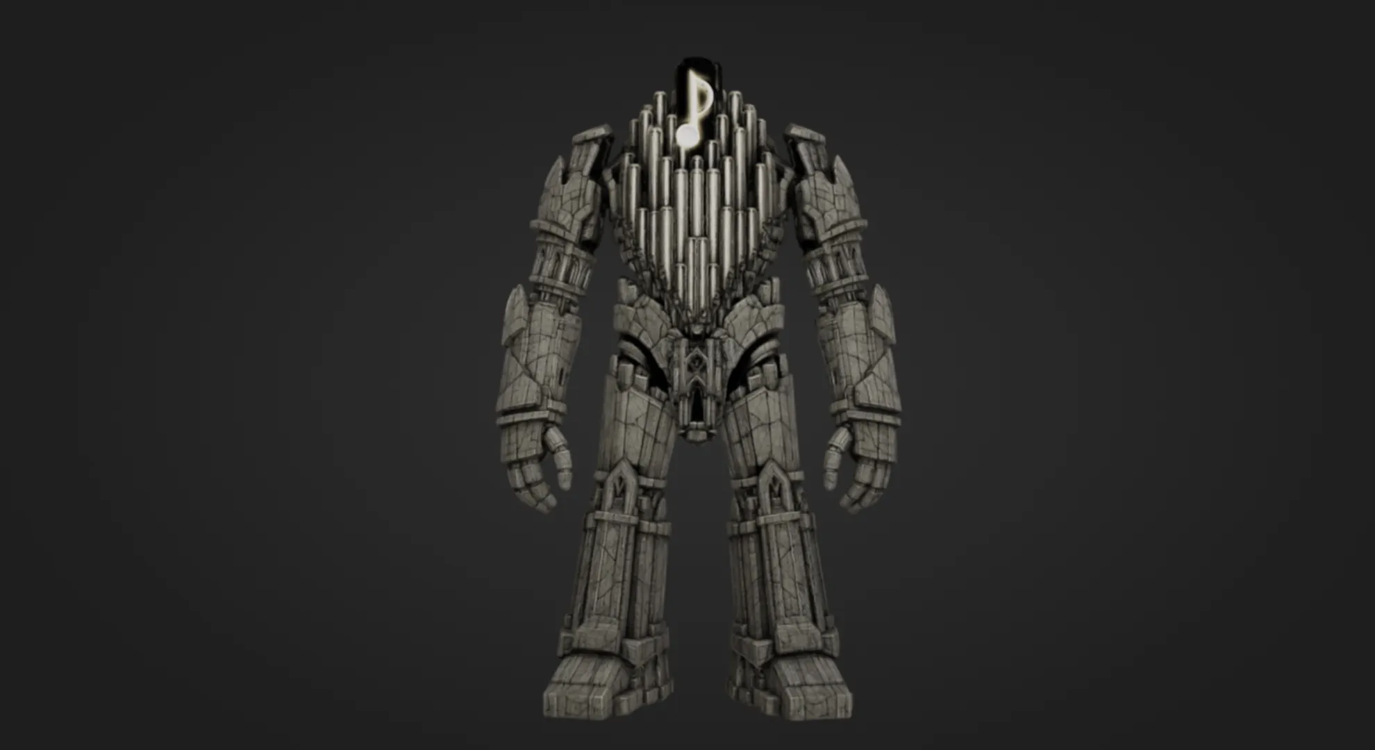 Cathedral Organ Golem 3D Print Model .c4d .max .obj .3ds .fbx .stl .blend 