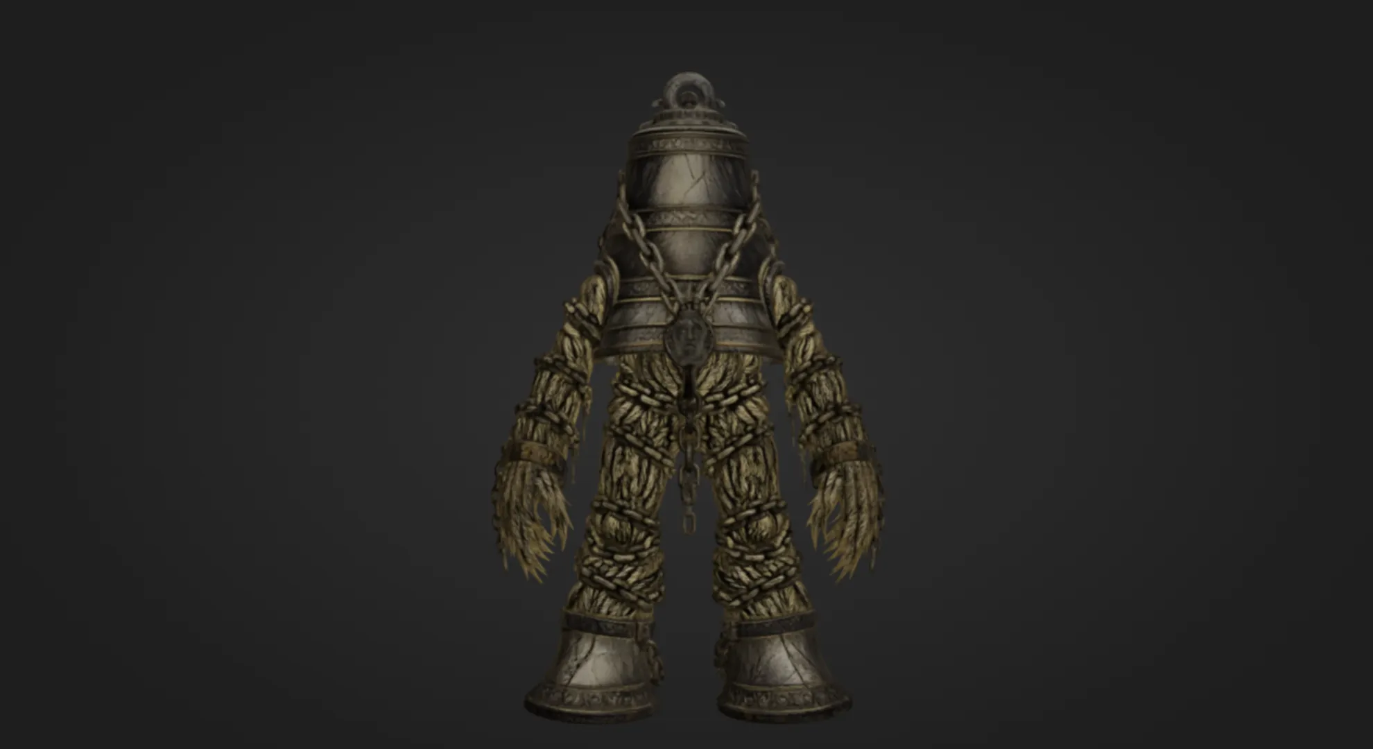 Chained Straw Bell Warden 3D Print Model .c4d .max .obj .3ds .fbx .stl .blend 