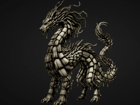 Papier druipende draak 3D printmodel