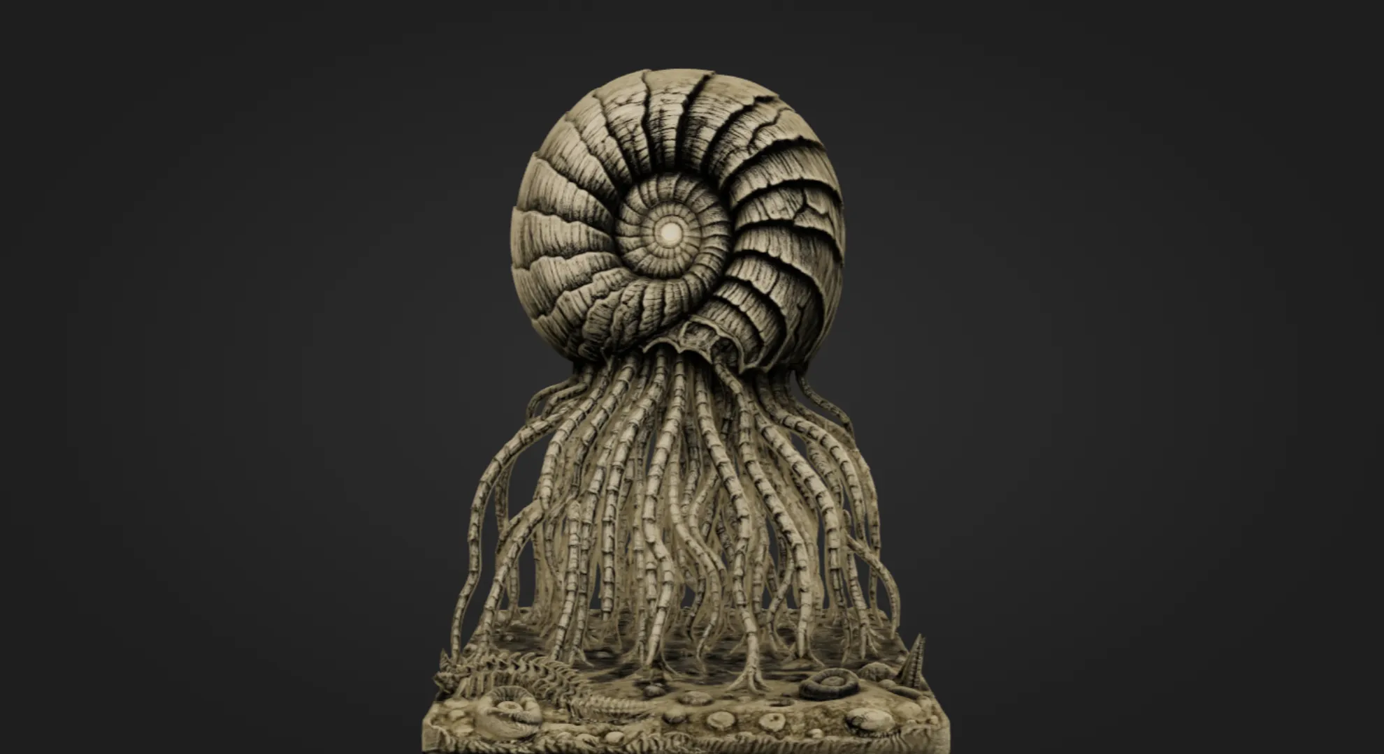 Mutated Ammonite 3D Print Model .c4d .max .obj .3ds .fbx .stl .blend 