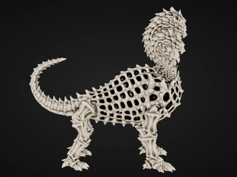 Skeletal Five-Headed Hydra 3D Print Model