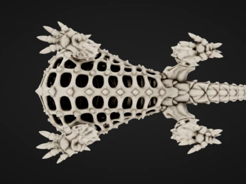 Skeletal Five-Headed Hydra 3D Print Model