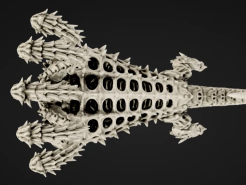 Skeletal Five-Headed Hydra 3D Print Model