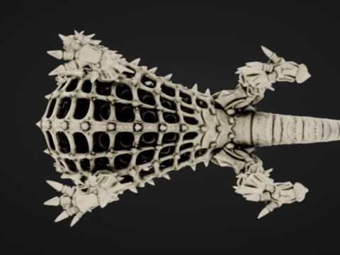 Skeletal Five-Headed Hydra 3D Print Model
