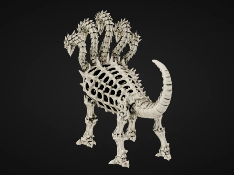 Skeletal Five-Headed Hydra 3D Print Model