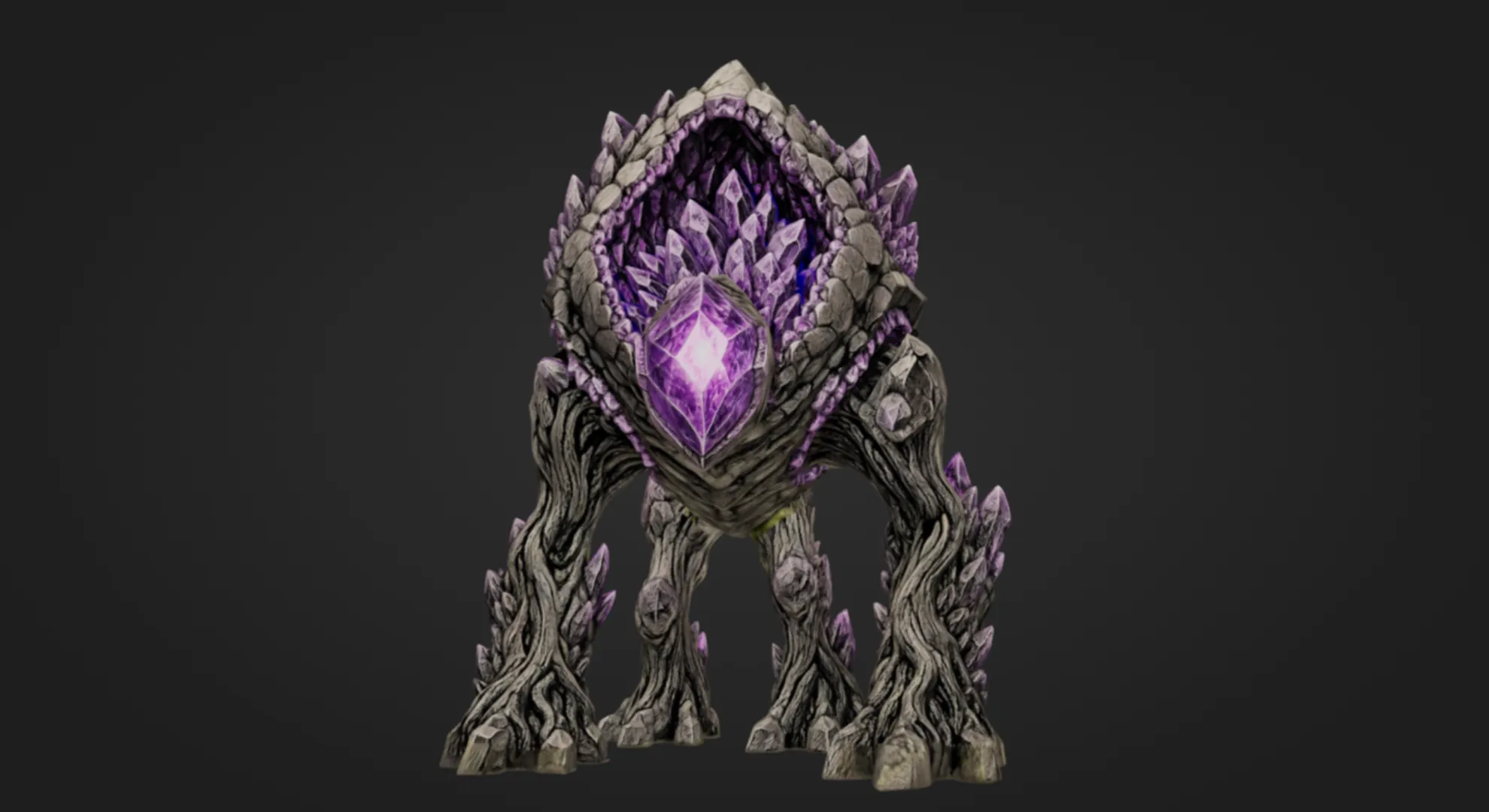 Amethyst Geode Beast 3D Print Model .c4d .max .obj .3ds .fbx .stl .blend