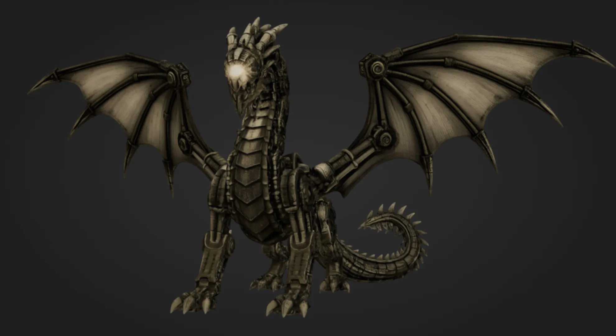 Mechanical Dragon 3D Print Model .c4d .max .obj .3ds .fbx .stl .blend 