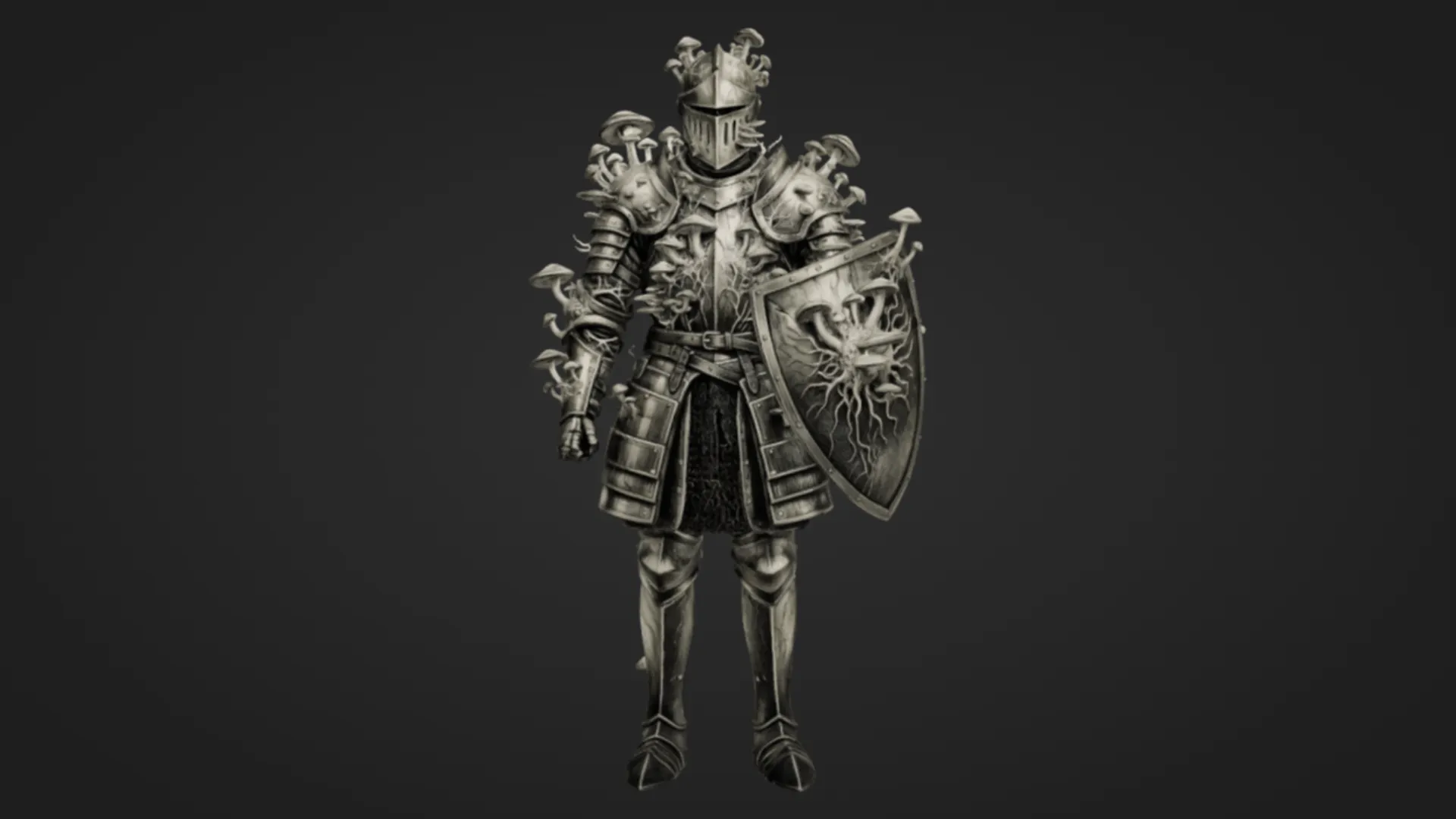 Fungi Infested Knight 3D Print Model .c4d .max .obj .3ds .fbx .stl .blend 