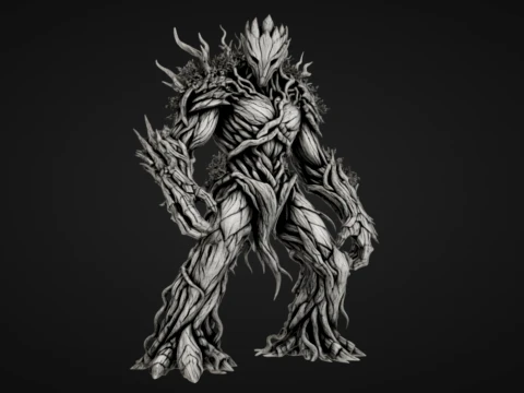 Blighted Tree Golem 3D Print Model