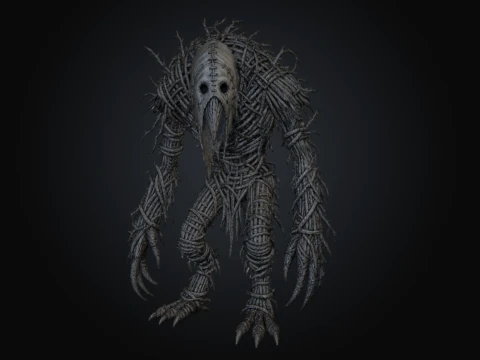 Preying Straw Bird 3D Model