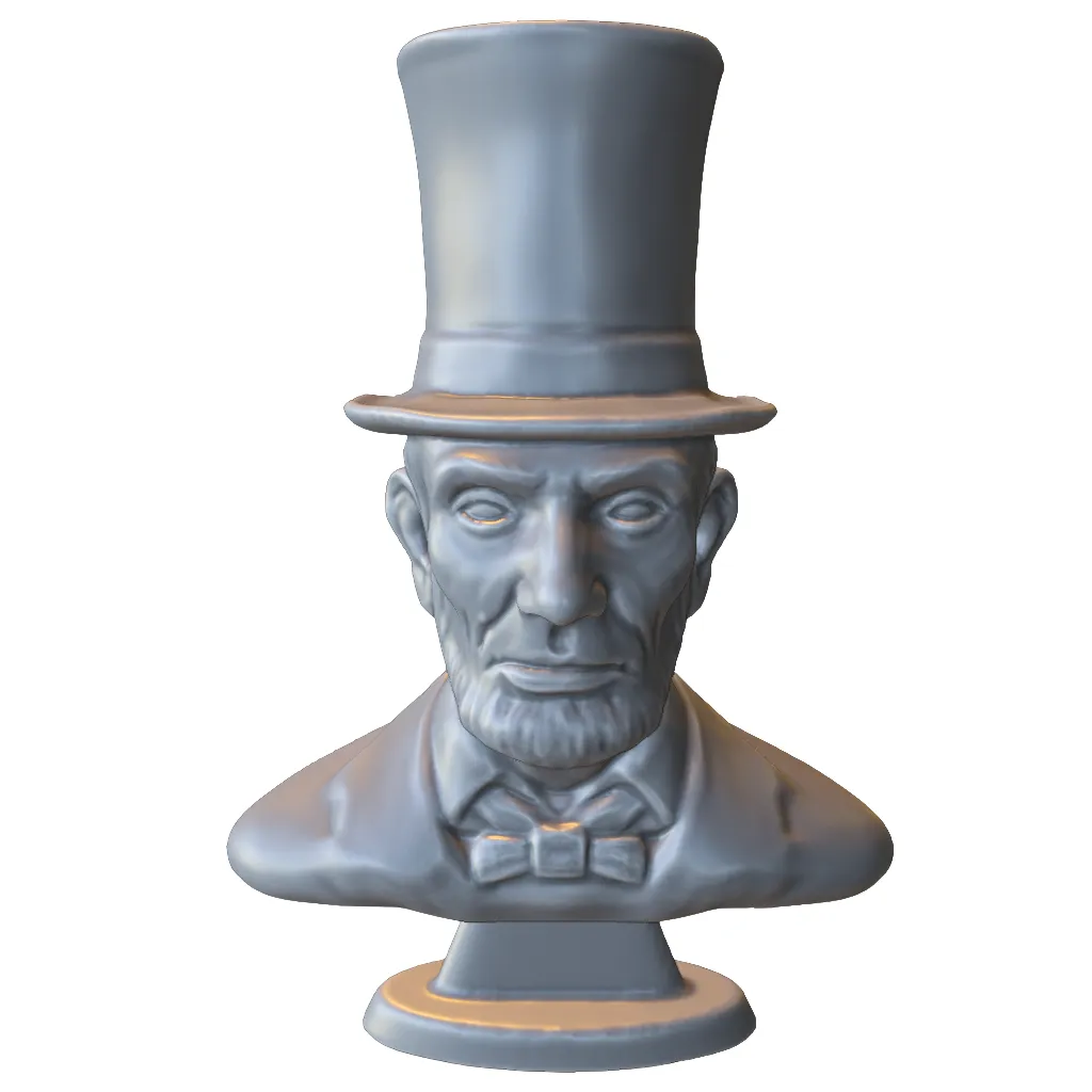 Abraham Lincoln Bust with Top Hat 3D Print Model .c4d .max .obj .3ds .fbx .stl .blend