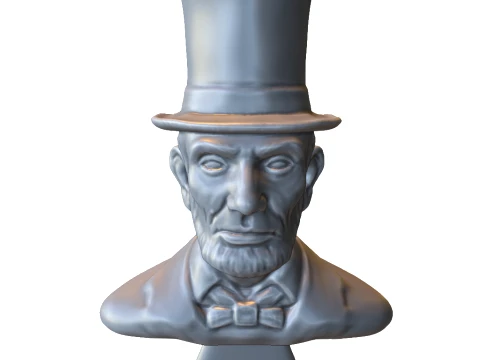 Buste d'Abraham Lincoln avec chapeau haut de forme Modèles 3D en vedette