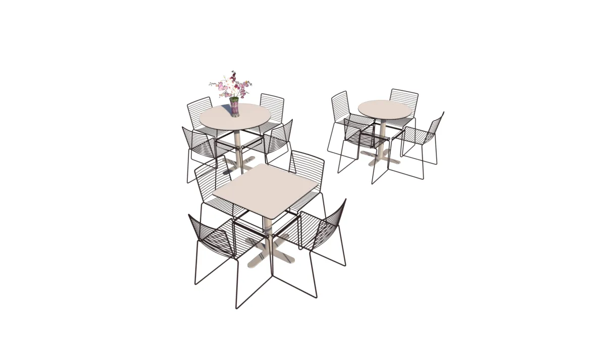 Modern Dining Set with chairs - High Quality 3D Model .c4d .max .obj .3ds .fbx .stl .blend