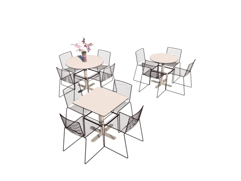 Modern Dining Set with chairs - High Quality 3D Model