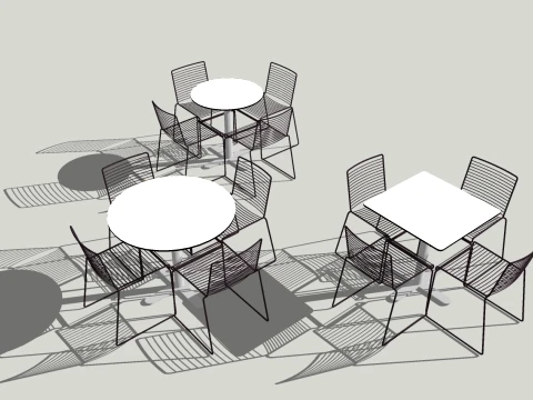 Modern Dining Set with chairs - High Quality 3D Model