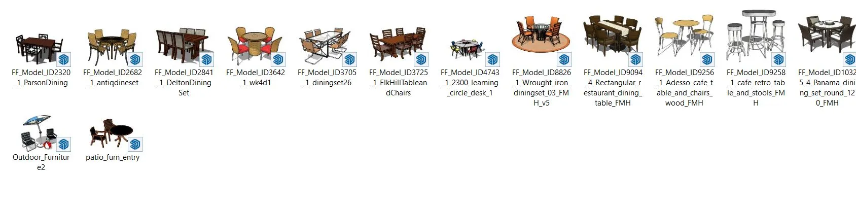 Professional SketchUp s - Dining Table Chair Sets Modern Classic 3D Model .c4d .max .obj .3ds .fbx .stl .blend