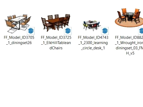 Professionele SketchUp s - Eettafel Stoelensets Modern Klassiek 3D Model