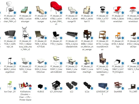 3D Chairs 3D Model