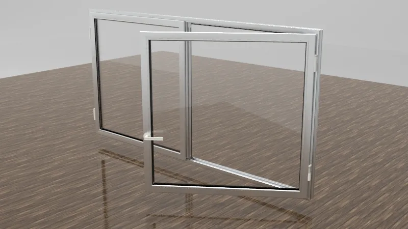 Double-Sash Casement Window 3D Model .c4d .max .obj .3ds .fbx .stl .blend 