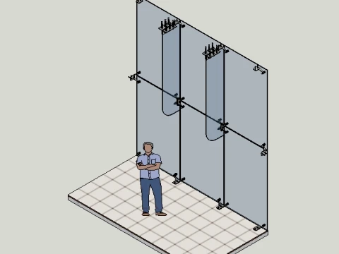 GLASS FACADE USING SPIDER SYSTEM 3D Model