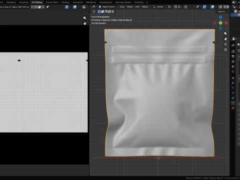 Metallic Mylar Ziplock Bag Mockup 01 3D Model