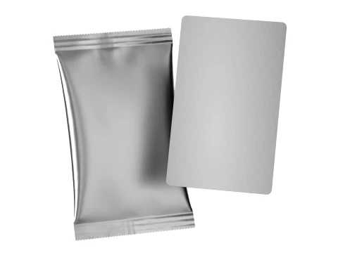 Matte Silver Foil TCG Booster Pack with Card Mockup 3D Model