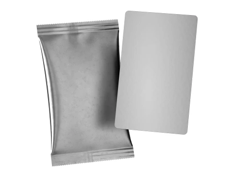 Matte Silver Foil TCG Booster Pack with Card Mockup 3D Model