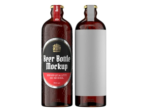 Stubby Beer Bottle Mockup 01 3D Model