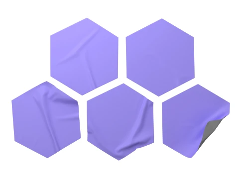 Zeshoek sticker mockup set 3D Model
