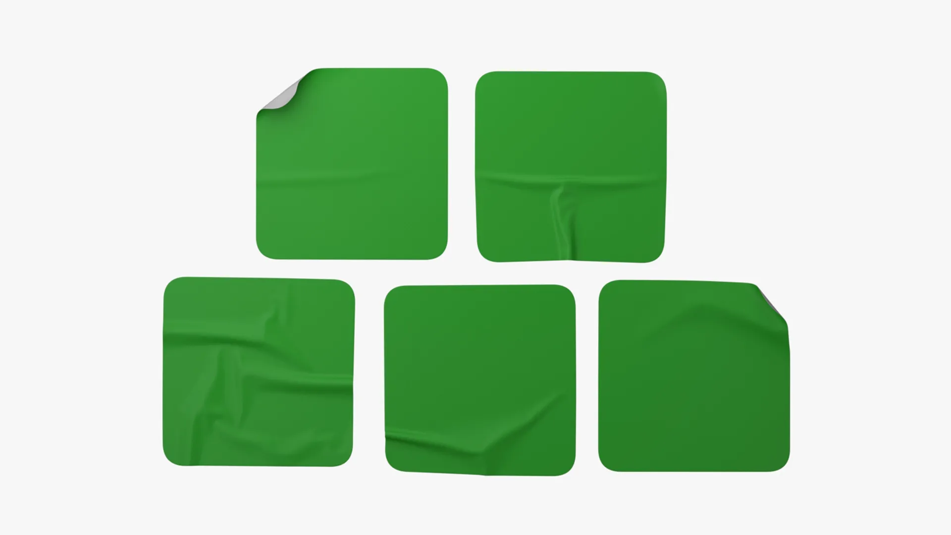 Square Sticker Mockup Set 3D Model .c4d .max .obj .3ds .fbx .stl .blend 