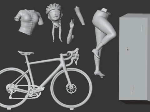 Roadbike girl 3D Print Model