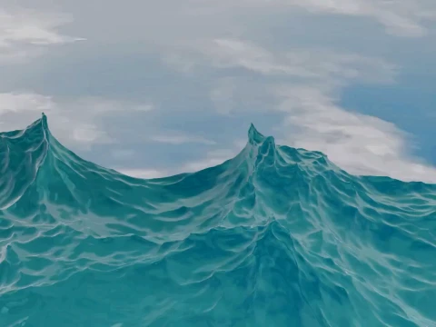 Realistic Ocean Water Surface Animated Sea Waves 3D Model