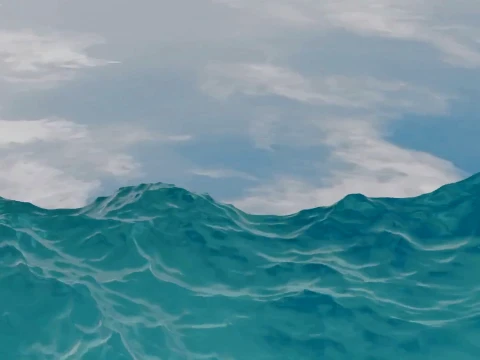Realistic Ocean Water Surface Animated Sea Waves 3D Model