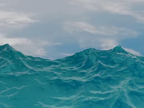 Realistic Ocean Water Surface Animated Sea Waves 3D Model