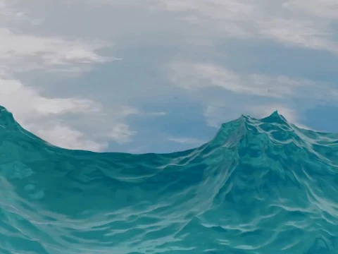 Realistic Ocean Water Surface Animated Sea Waves 3D Model