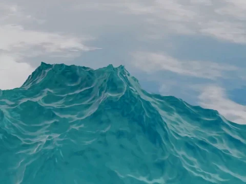 Realistic Ocean Water Surface Animated Sea Waves 3D Model