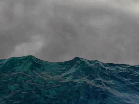 Realistic Dark Ocean Waves Animated Sea Surface 3D Model