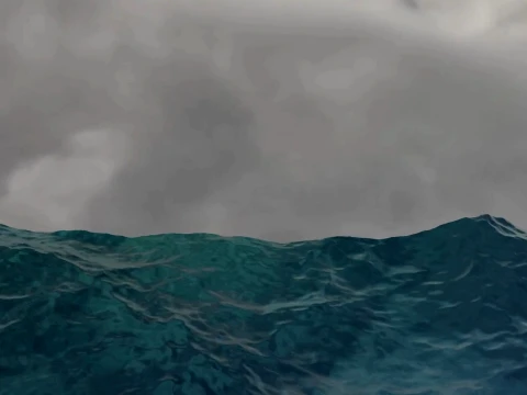 Realistic Dark Ocean Waves Animated Sea Surface 3D Model