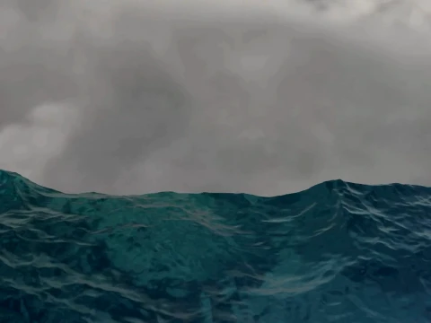 Realistic Dark Ocean Waves Animated Sea Surface 3D Model
