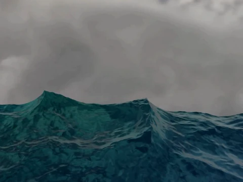 Realistic Dark Ocean Waves Animated Sea Surface 3D Model