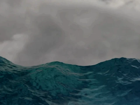 Realistic Dark Ocean Waves Animated Sea Surface 3D Model