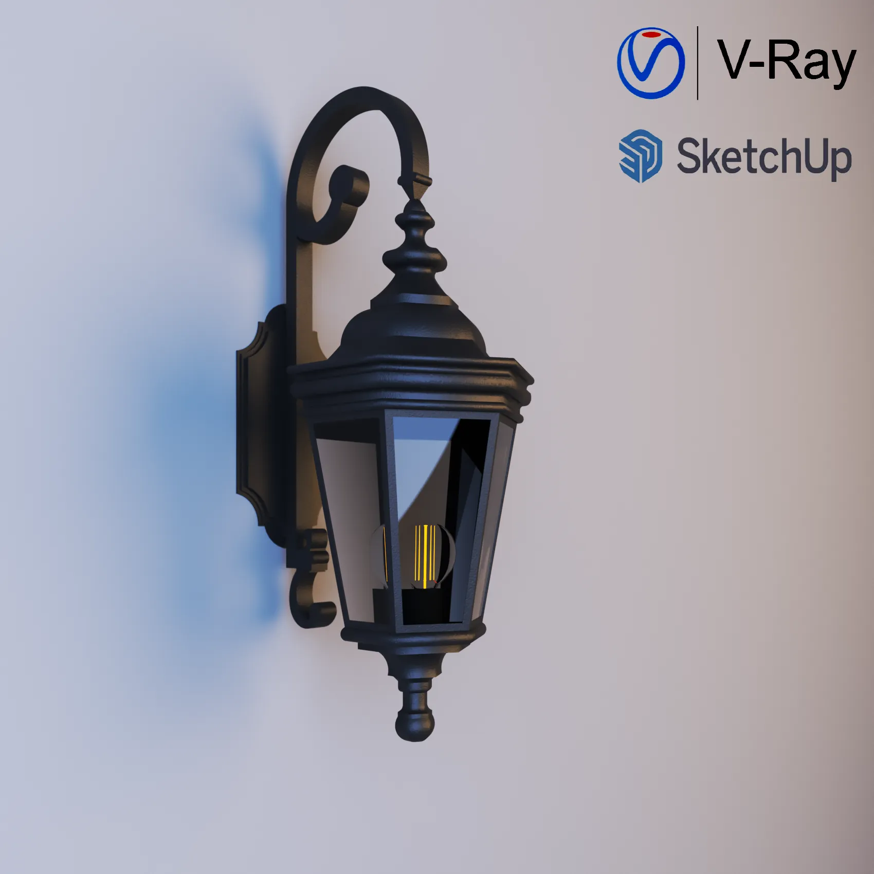 Classic Outdoor Wall Lantern 3D Model .c4d .max .obj .3ds .fbx .stl .blend 