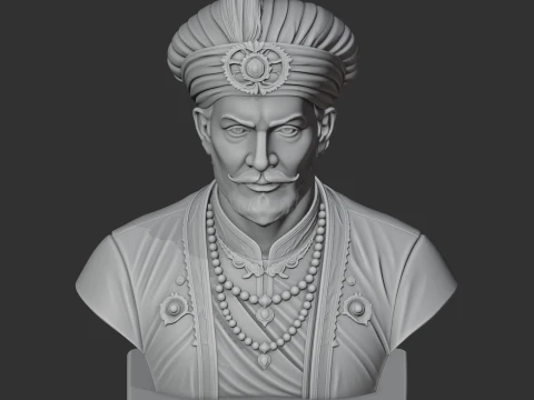 Akbar the Great Bust 3D Model