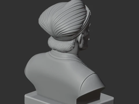 Akbar the Great Bust 3D Model