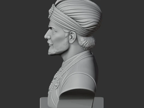 Akbar the Great Bust 3D Model