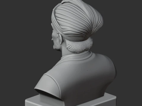 Akbar the Great Bust 3D Model